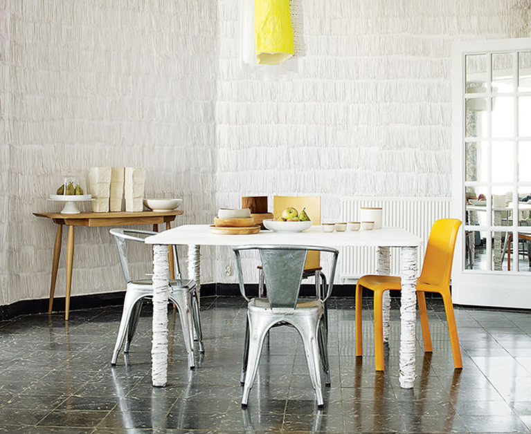 Dining Room in Valencia with Fringed Paper Walls