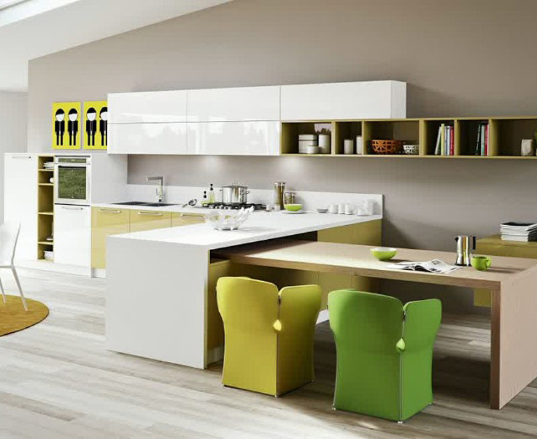 Kitchen and white cabinets