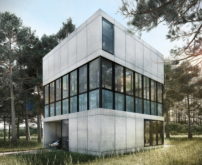 Α house with a swimming pool on the second floor