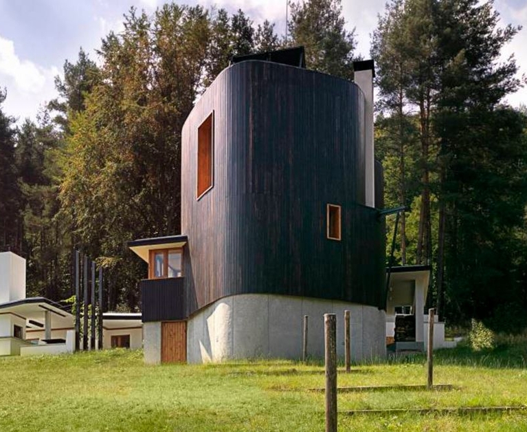 A modern house on the water