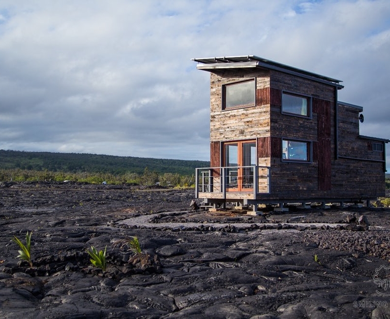 This tiny house has an active volcano for a neighbor