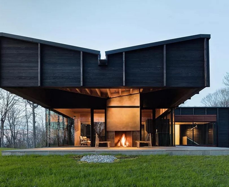 Handsome modern house perches above Lake Michigan