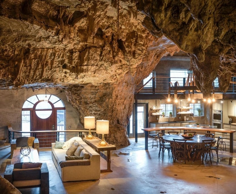 Inside a luxury cave house in Arkansas