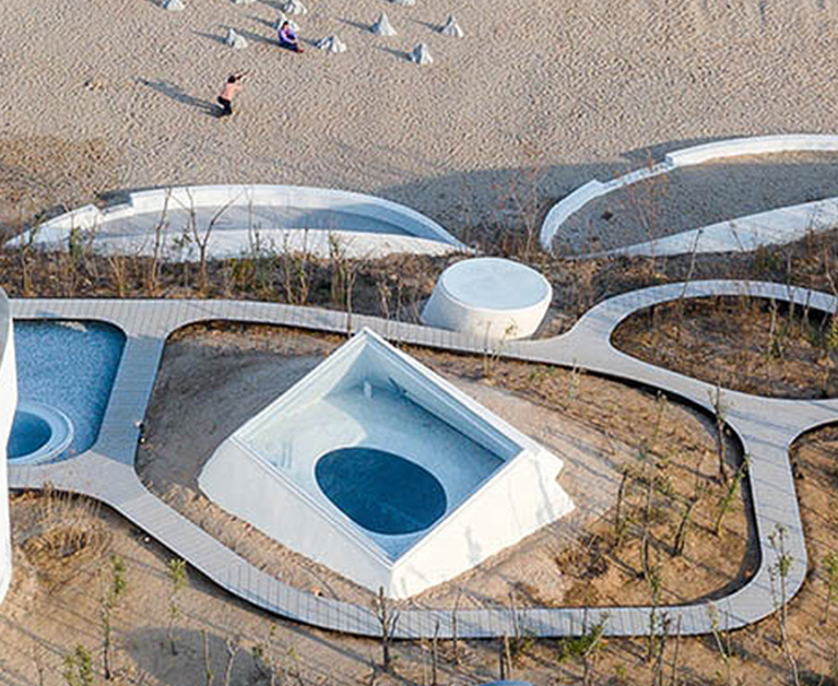 This museum is carved into the seaside sand dunes